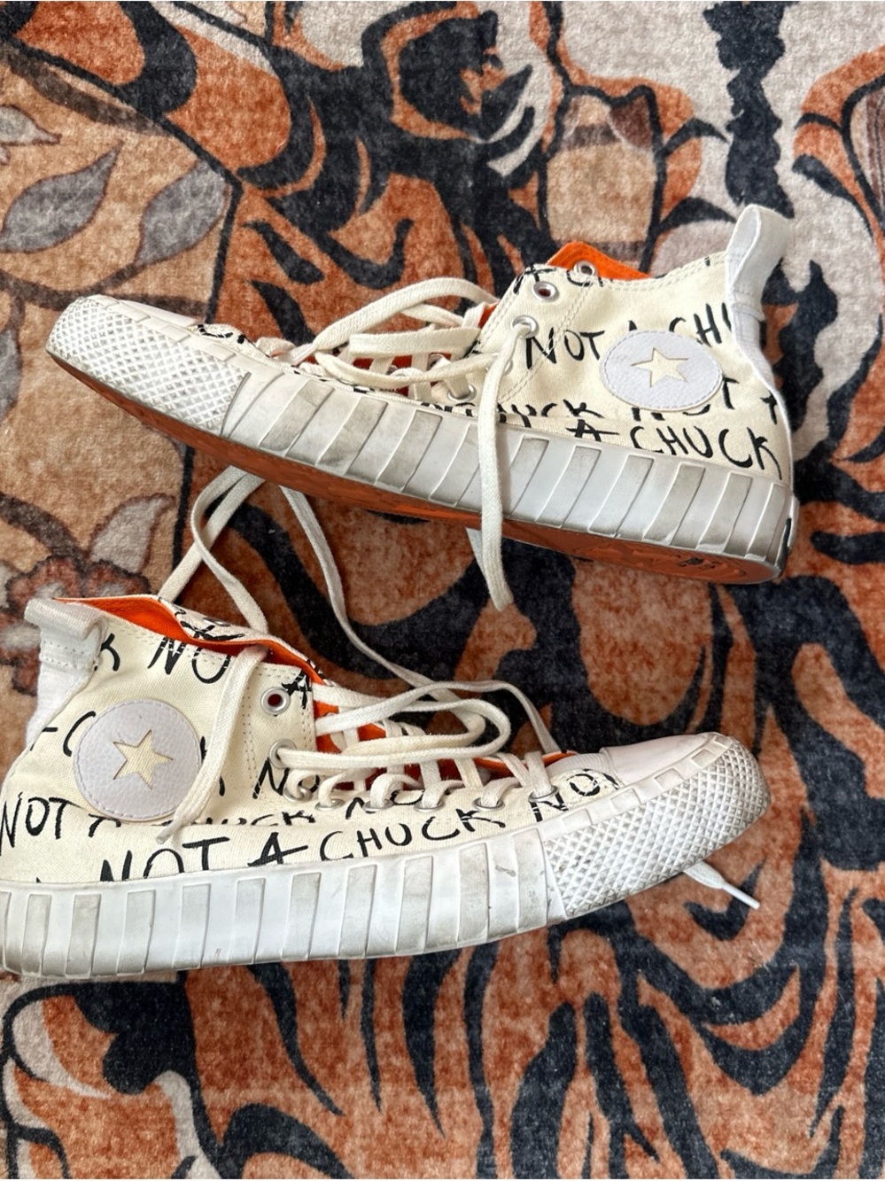 High-Top Canvas Sneakers in Cream with Star Accent